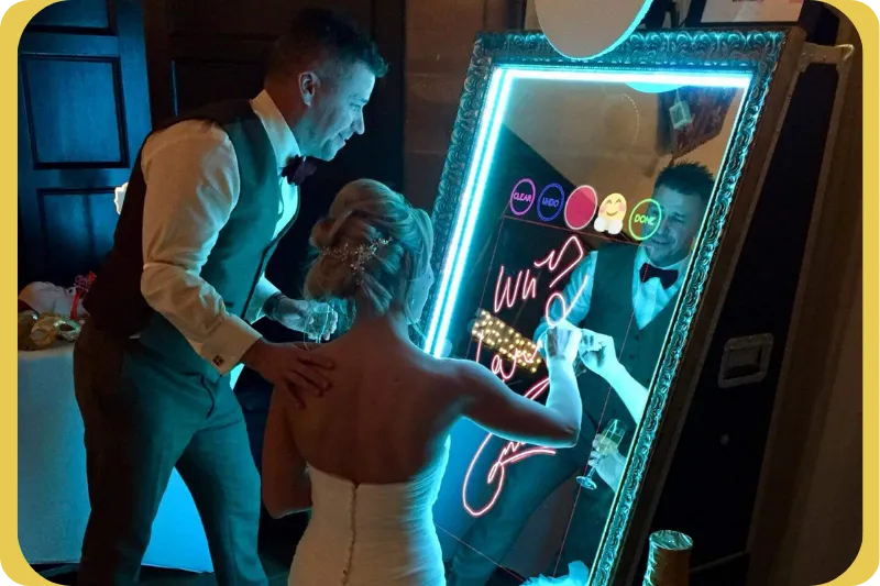 Luxury selfie mirror photo booth creating elegant wedding photos in Kilkenny